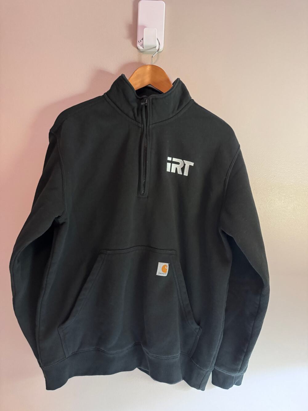 Carhartt Men's L Black Quarter Zip Sweatshirt IRT Logo